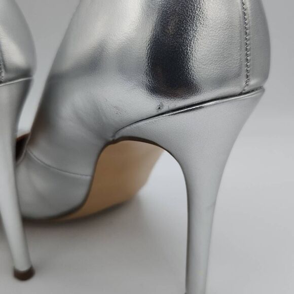 Steve Madden Evelyn Silver Stiletto Heeled Pointed Toe Slip On Dress Pumps Sz 9 - Picture 11 of 11